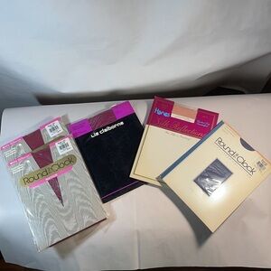 Lot of 5 Pantyhose Round the Clock Hanes Liz Claiborne Plum Blue Pink Size A-B